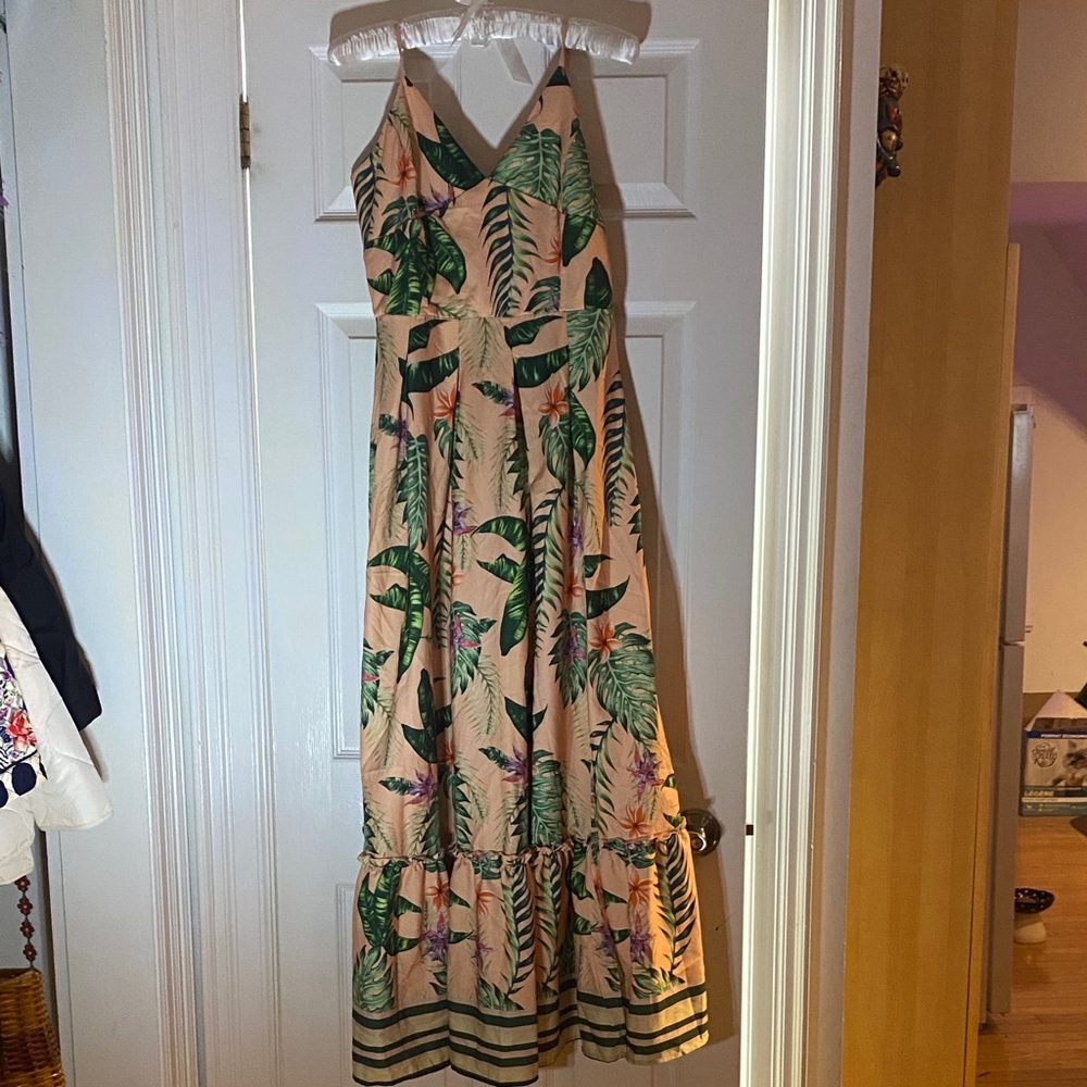 Tropical Print Halter Maxi Dress from SHEIN